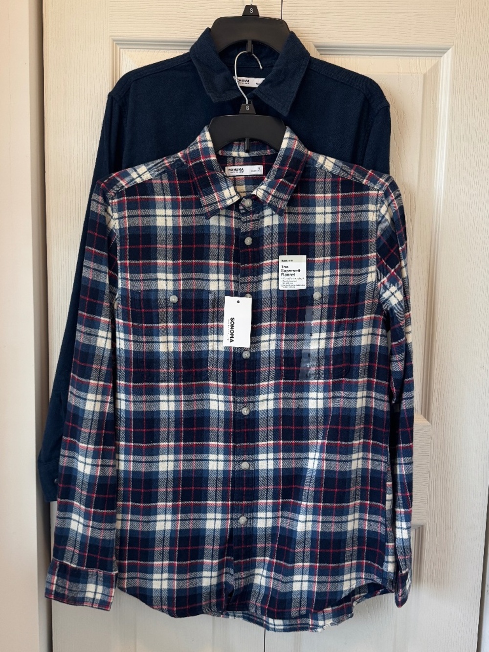 Lot of 2, NWT, Sonoma Men's 100% Cotton Super Soft Flannel Shirt Small